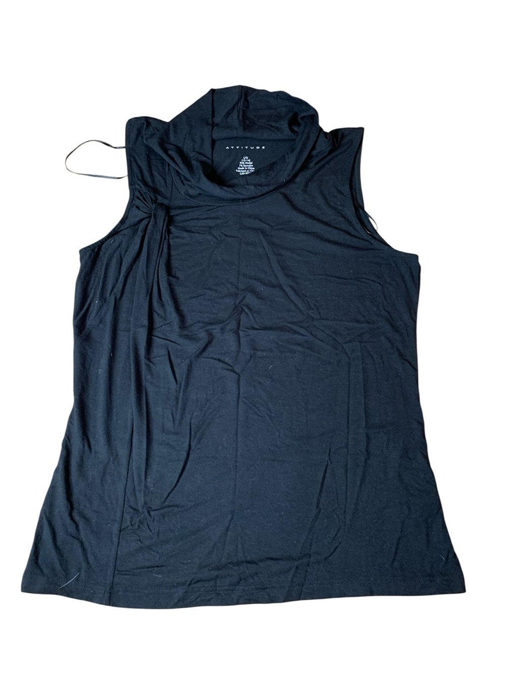 Attitude Black Mock Neck Sleeveless Top - Size Large